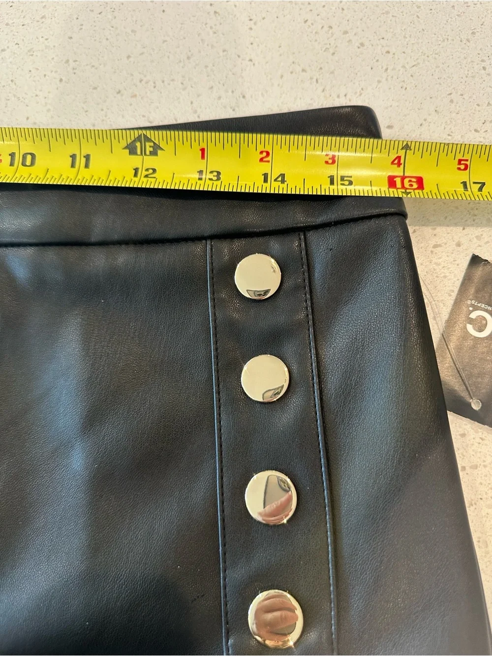 NWT-INC International Concepts Black Faux Leather Boot Cut Pants & Gold Buttons